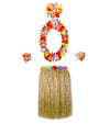 Bajotal Hawaiian Luau Hula Grass Skirt With Large Flower Costume Set For Dance Party Decorations Favors (24'' - Straw Color)