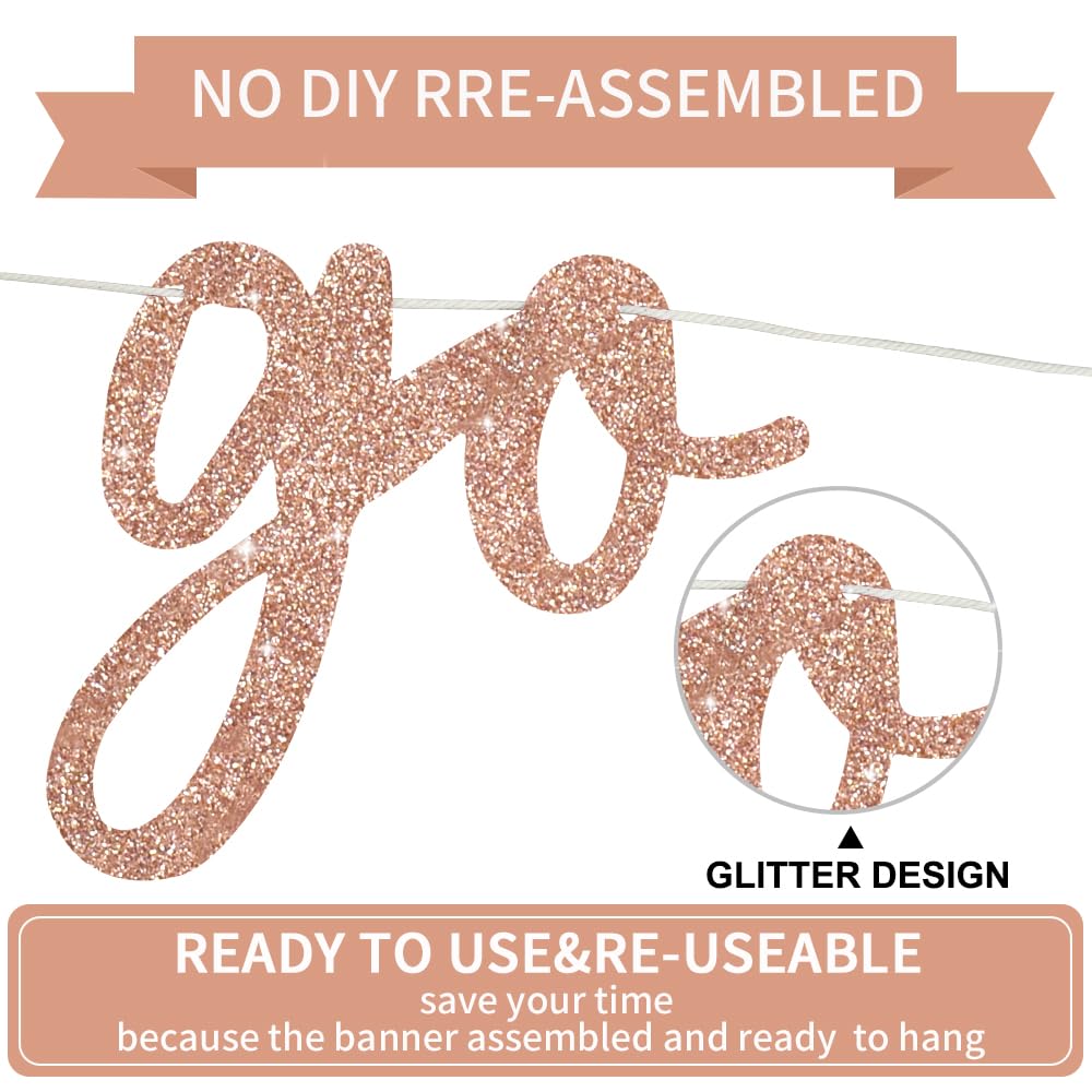 Beishida Rose Gold Go Shawty It'S Your Birthday Banner - No Diy - Hip Hop Theme Glitter Happy Birthday Banner - Pre-Strung - Ros