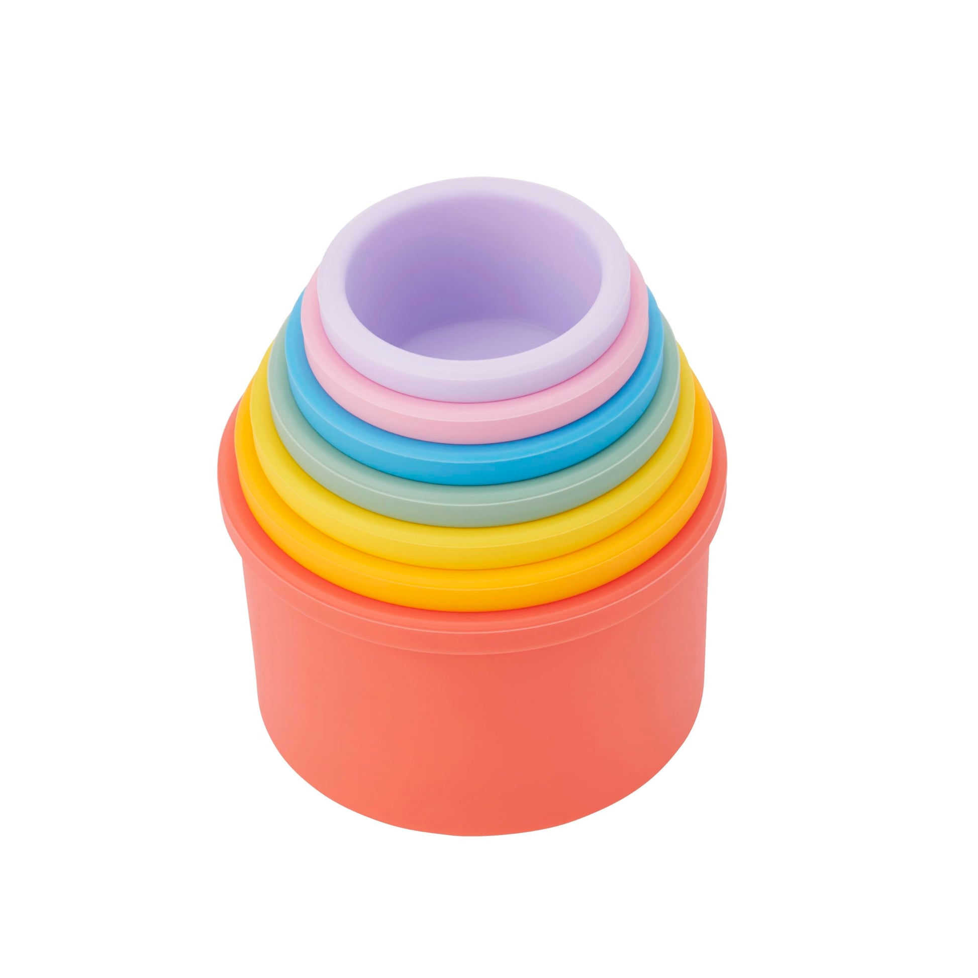 tickit Silisoft Round Colorful Stacking Cups, 7 Soft Silicone Stacking, Nesting & Sensory Play Cups for Babys Fine Motor Skills 