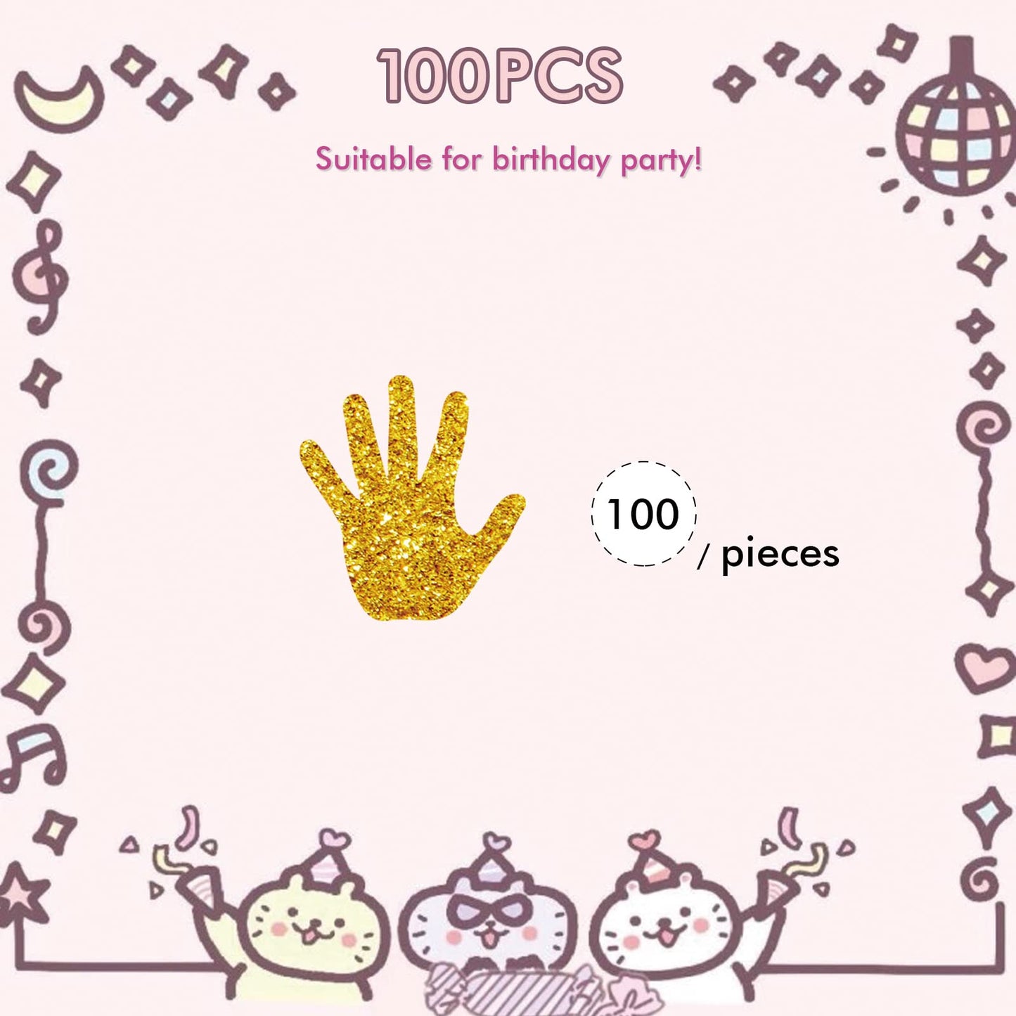 Set of 100 High Five Confetti, Gold Glitter High Five Paper Scatter, Baby Theme Birthay Table Decor, High Five Smash Cake Decor,