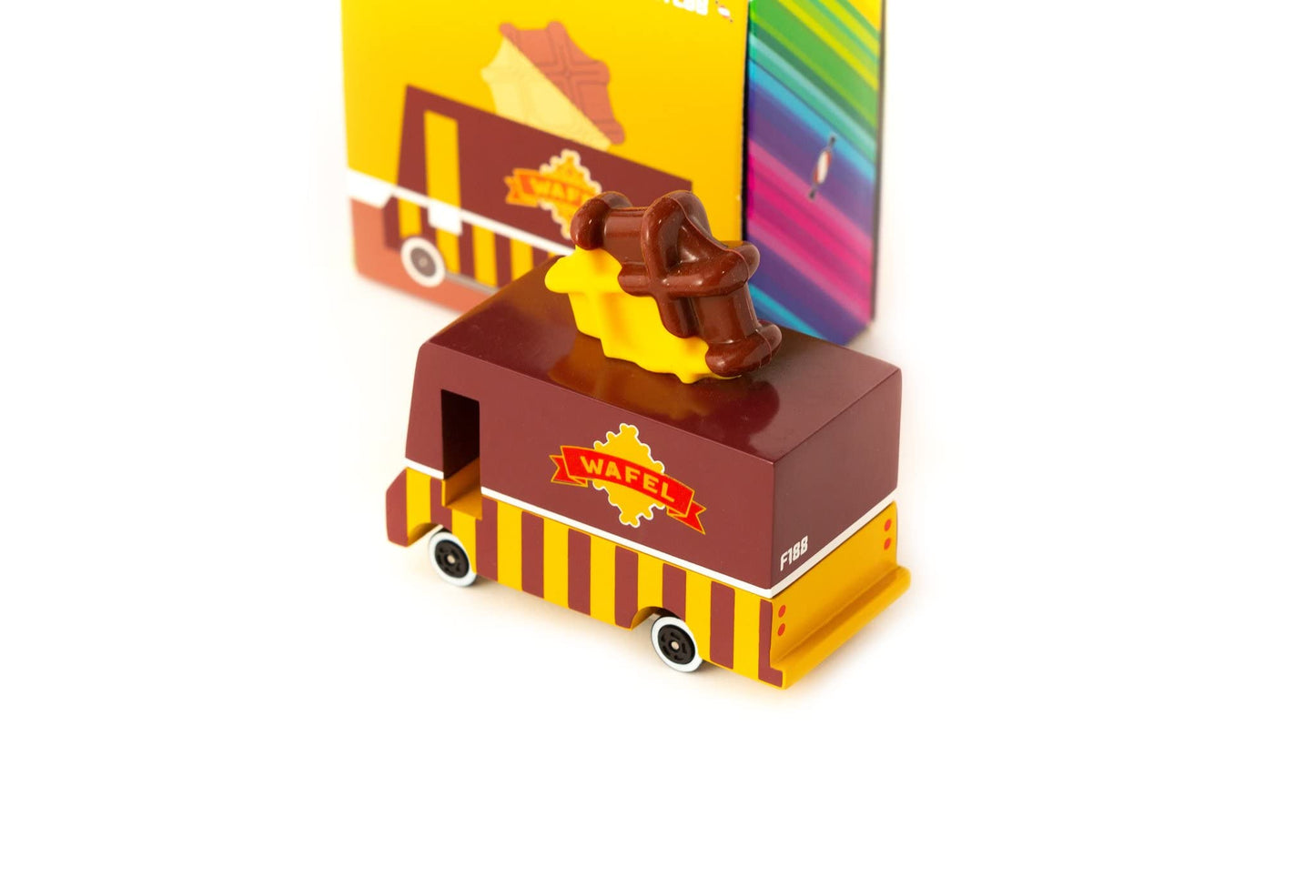 Candylab Toys CANDYCAR Wooden Food Truck Collection - Waffle Van  enhanced Handcrafted Beech Wood Toy Car