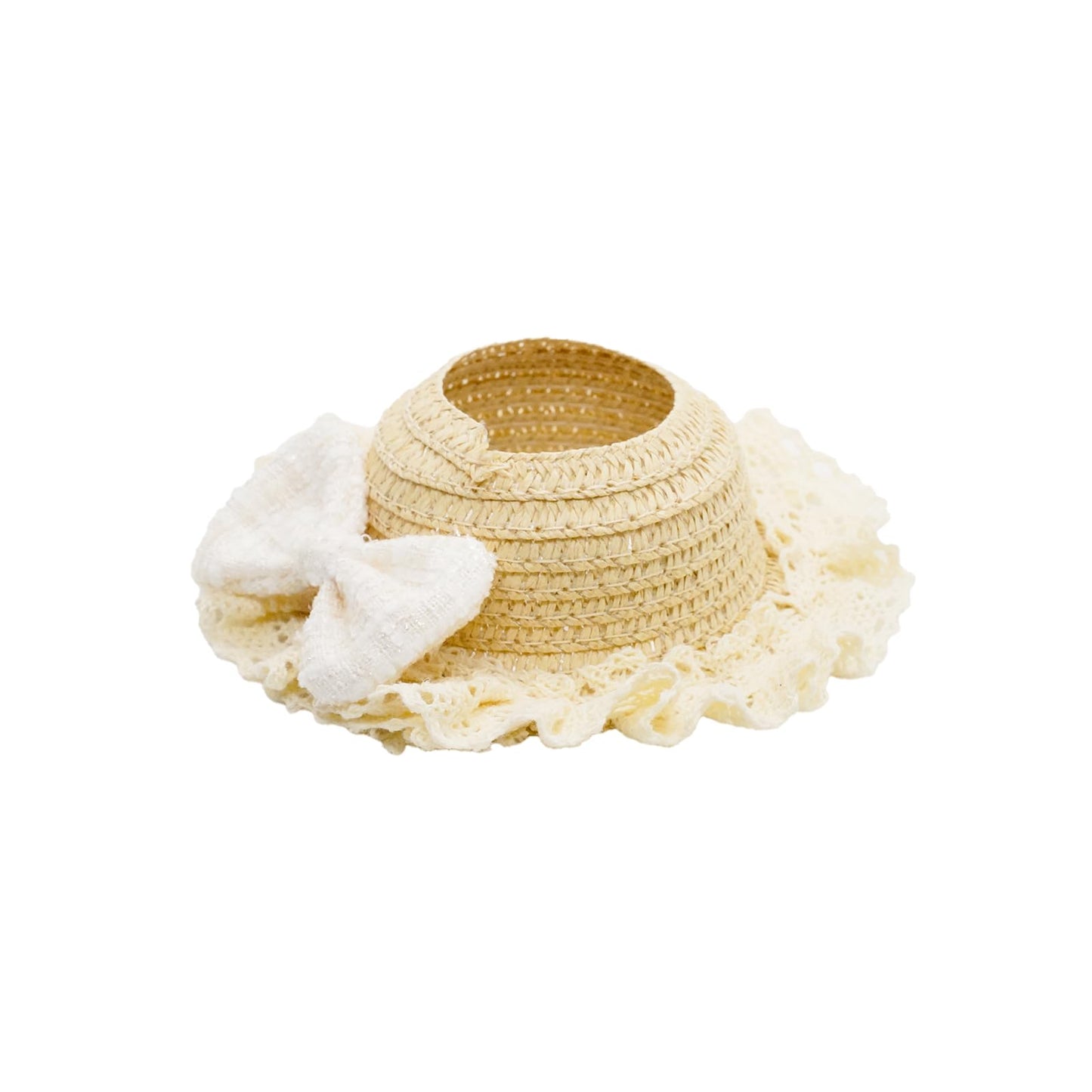 Doll Clothes for 17cm Dolls  enhanced Handmade Fashion Clothes 3 Piece Set Including a Lace Hat  Clothes and Bow with High-End Dolls Accessories for Play & Display - Pure White (No Doll No Logo)