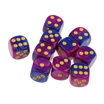 Yiotfandoll 10PCS Polyhedral Dice D6 Dice 16mm Acrylic Dice Game Dice for RPG MTG DND Dice Table Games (Purple Blue)