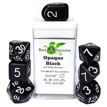 Role 4 Initiative R4I Dice w/ Arch'd4: Opaque - Black w/ White (7)