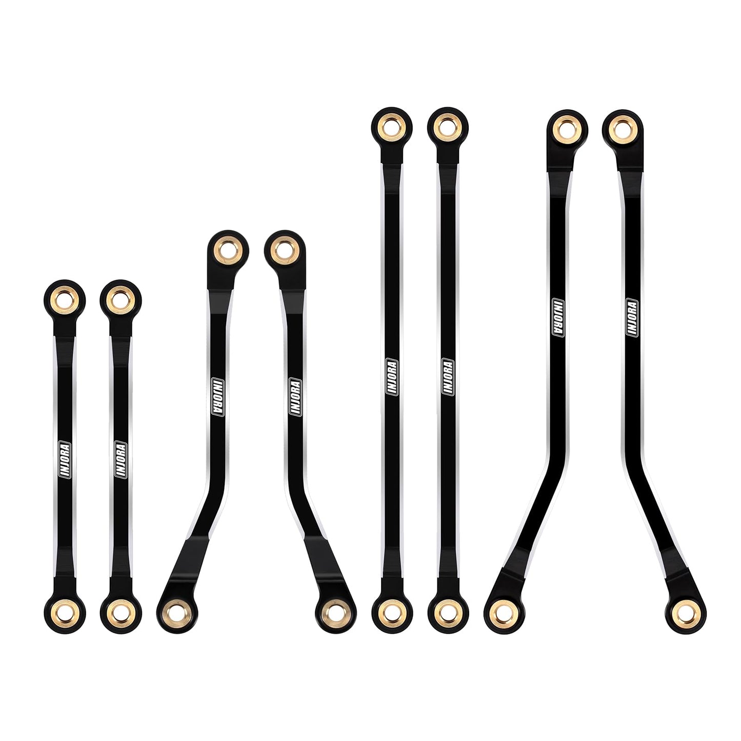 INJORA High Clearance Links Set - CNC Aluminium Chassis Link for TRX4M High Trail K10 F150 Upgrade 1/18 RC Crawler(Black)