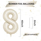 40 Inch Cream Number 8 Balloon, Beige Large 8Th Birthday Balloons, Digital 8 Cream White Giant 8 Foil Balloon Helium For Boys Gi