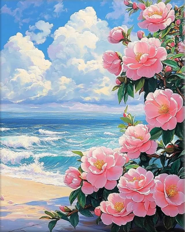 Tulip N Turtle Beach Flower Signature Series Tube Packing Ss 12 Diy Acrylic Paint By Number Kit For Adults Beginner Canvas Paint