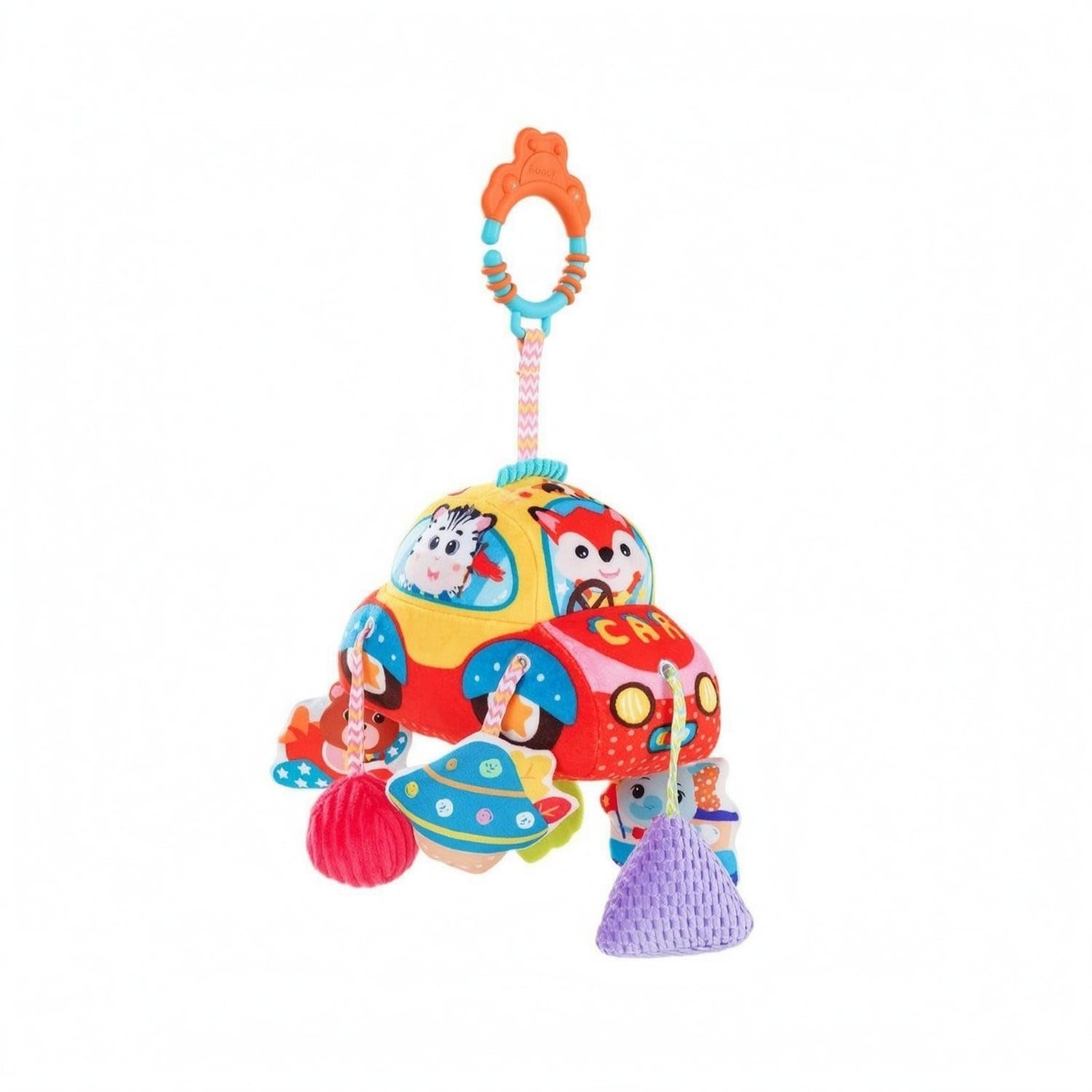 Bnf SoftTextured Infant Pull Toy Soft Hanging Sensory Toy Tactile Colorful For Infants, Car