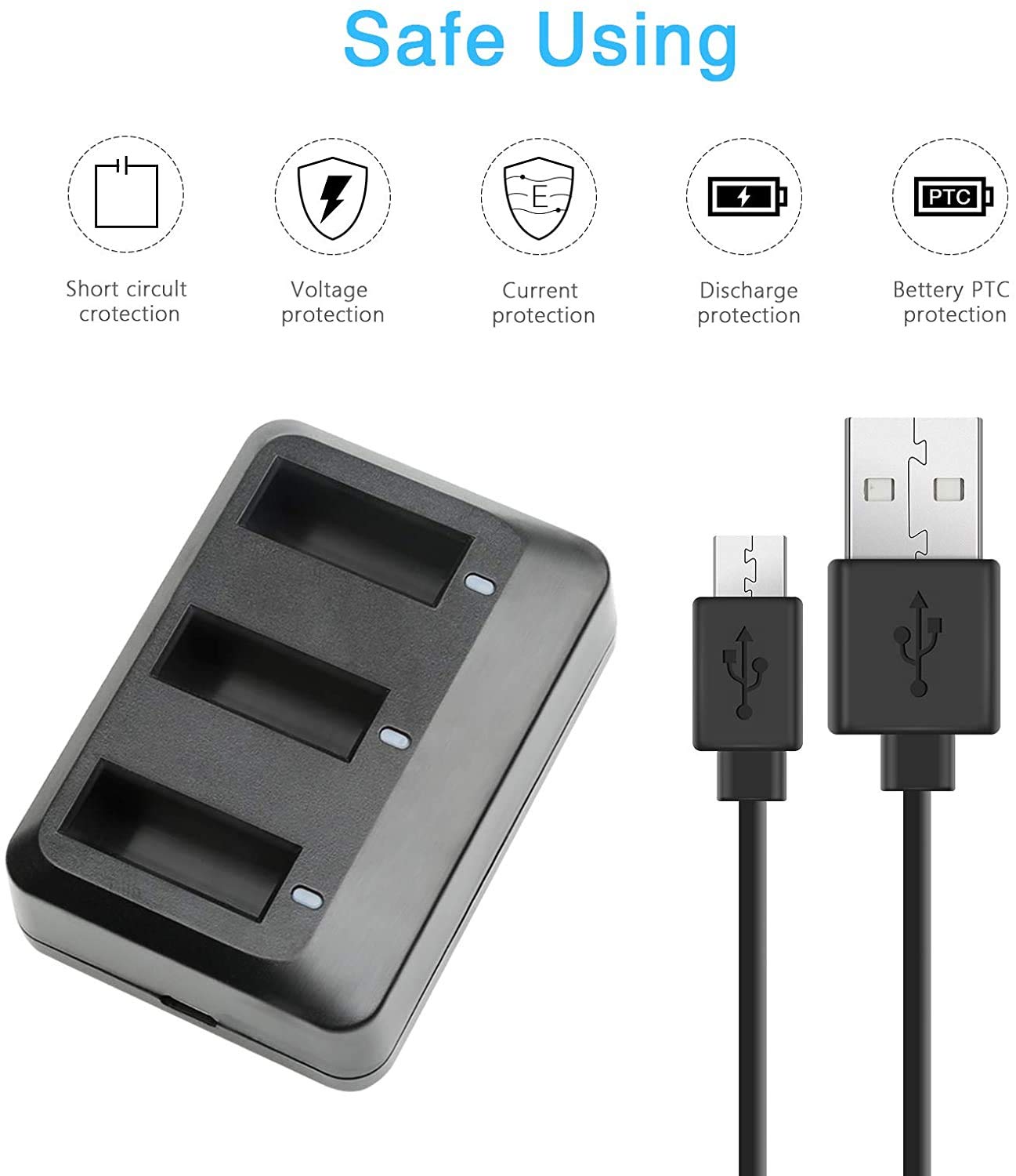 SHOOT 3 Pack Battery 660mAh 3.7V Charger Kit for Parrot MiniDrone Jumping Sumo,The Win Robotics,Swing,Mambo,Parrot Mini Drone Ro