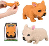 Zugar Land Squishy Stretchy Bulldog Rubber Fidget Toy - Stress Relief, 2.5" to 6.5", Tan & Brown, TPR Material, Great for Kids & Pets