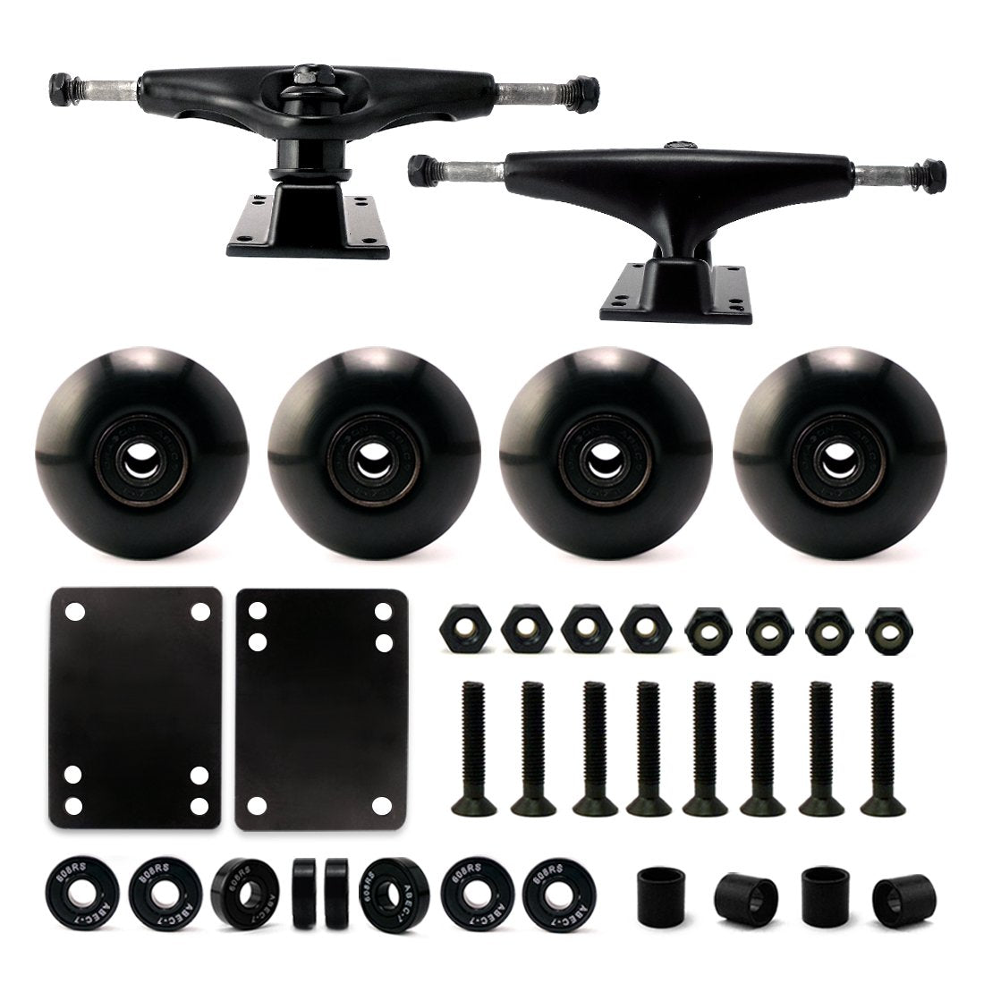 VJ 5.0 Skateboard Trucks (Black), Skateboard Wheels 52mm, Skateboard Bearings, Skateboard Pads, Skateboard Hardware 1 (52mm Bla