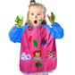 Kuuqa 6 Pcs Waterproof Art Smock Kids Art Painting Aprons Long Sleeve With 3 Roomy Pockets And 10 Pcs Painting Brushes, Age 2-6 Years