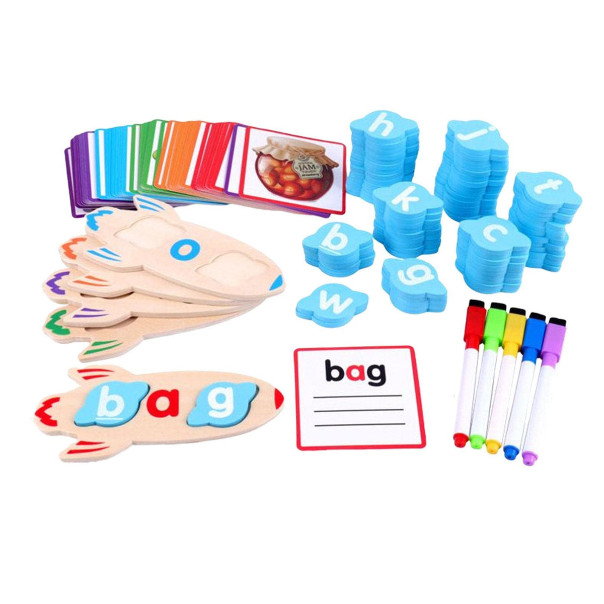 ILSMYSUTRA Vowel Reading Letters Sorting Spelling Games Wooden for Interaction