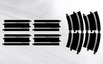 Scalextric Extension Pack 7 1:32 Scale Straights X 4 Curves X 4 C8556 Slot Car Track, Black