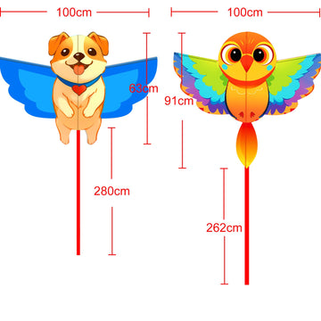 Hengda Kite 3 Pack Of Kites,Bird And Dog And Duck Kite,For Kids Beginners And Adults Cute Design High Definition Printing Easy T