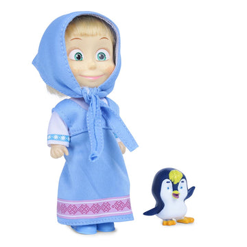 Masha And The Bear 12 Cm Toy Doll | Famous Cartoon | Ideal Gift Set For Girls Kids (Masha With Animal - Blue)