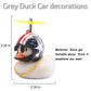 Wonuu Rubber Duck Toy Car Decoration Ornaments - Grey Duck Car Dashboard Decorations with Cool Glasses and Propeller Helmet