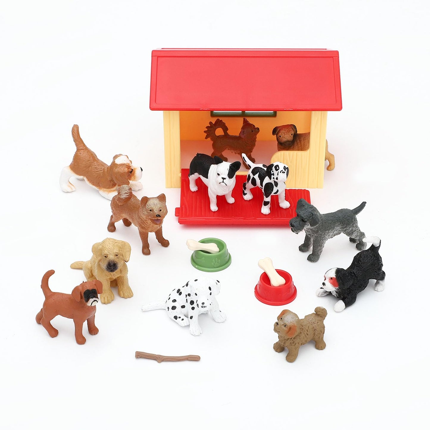 ONEST 18 Pieces Mini Dog Figurines Playset Hand Painted Tiny Dogs Realistic Detailed Plastic Puppy Figures Toys Small Dog Figuri