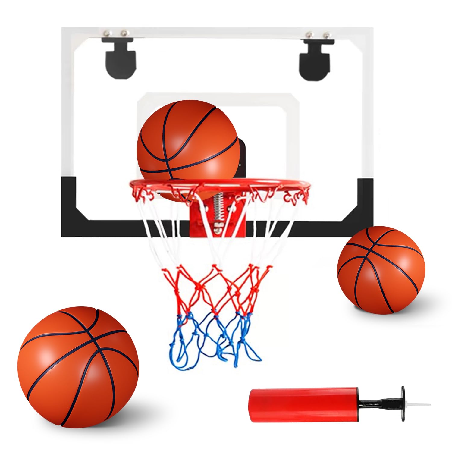 Indoor Mini Basketball Hoop Set with 3 Balls for Kids and Adults - Includes Scoreboard and Inflation Pump Perfect for Christmas 