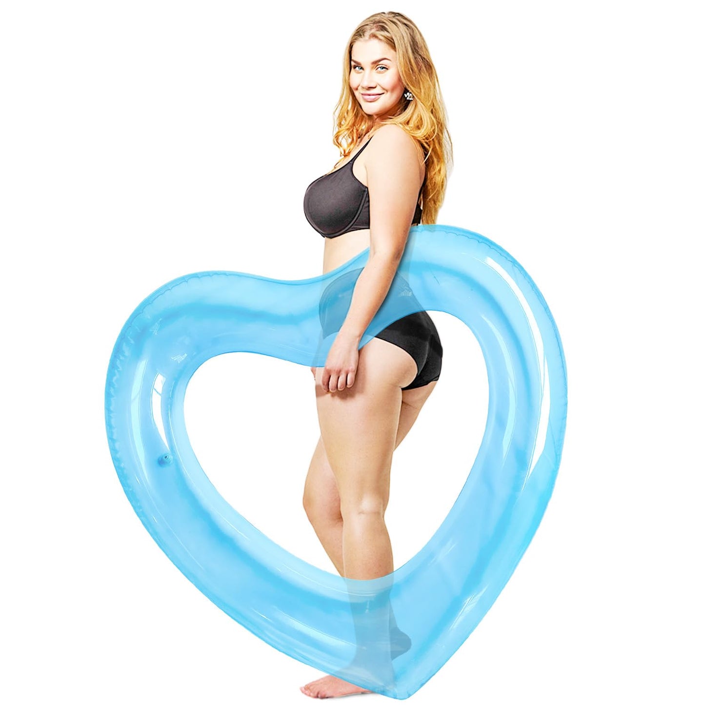 ZHUYNXIR Adult Heart Pool Float - Transparent Blue, Large, PVC, Model SX002-142, Perfect for Beach Parties and Birthday Decor