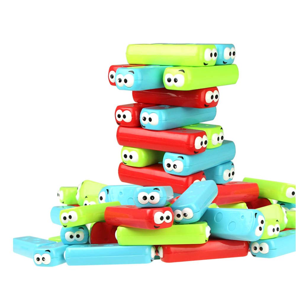 Homseek Tumbling Tower Stacking Blocks,Colored Cartoon Plastic Building Blocks Board Toppling Colorful Cube