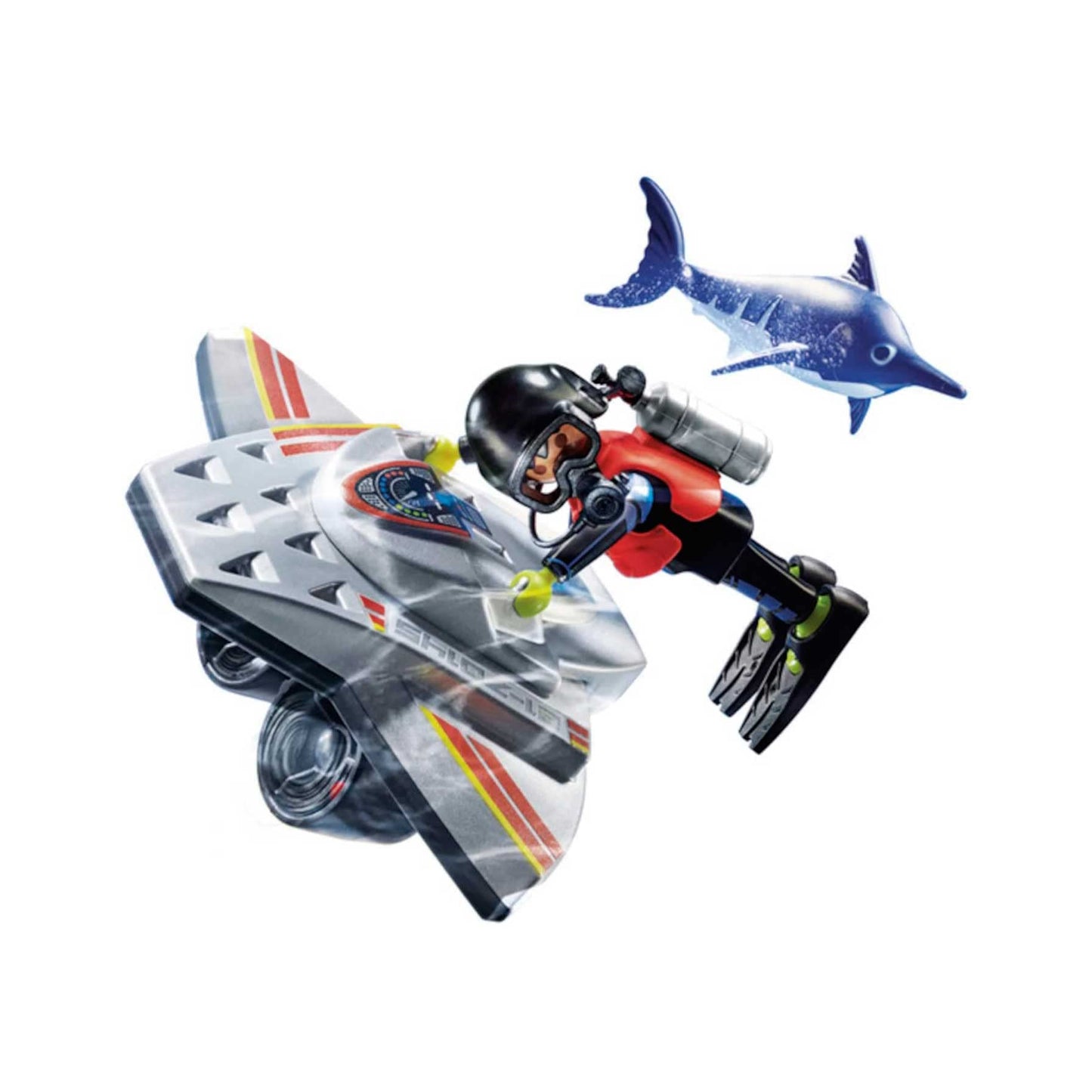Playmobil Diving Scooter - Colourful Plastic Toy - One Size - Model 70145