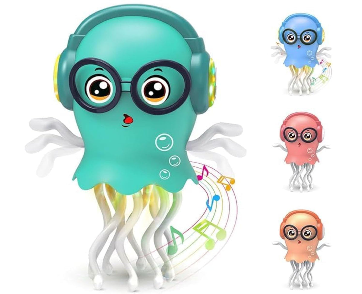 Dancing Jellyfish Toy For Kids With Music & Led Lights, Crawling Musical Baby Toy With 360 Bump And Go Action, Interactive Senso