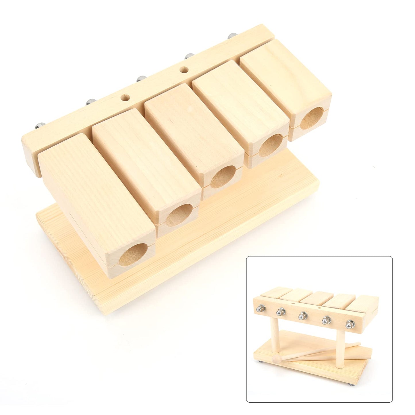 Percussion Clapper, Clear Texture Music Blocks With Hammer Wood Color For Temples For Yoga