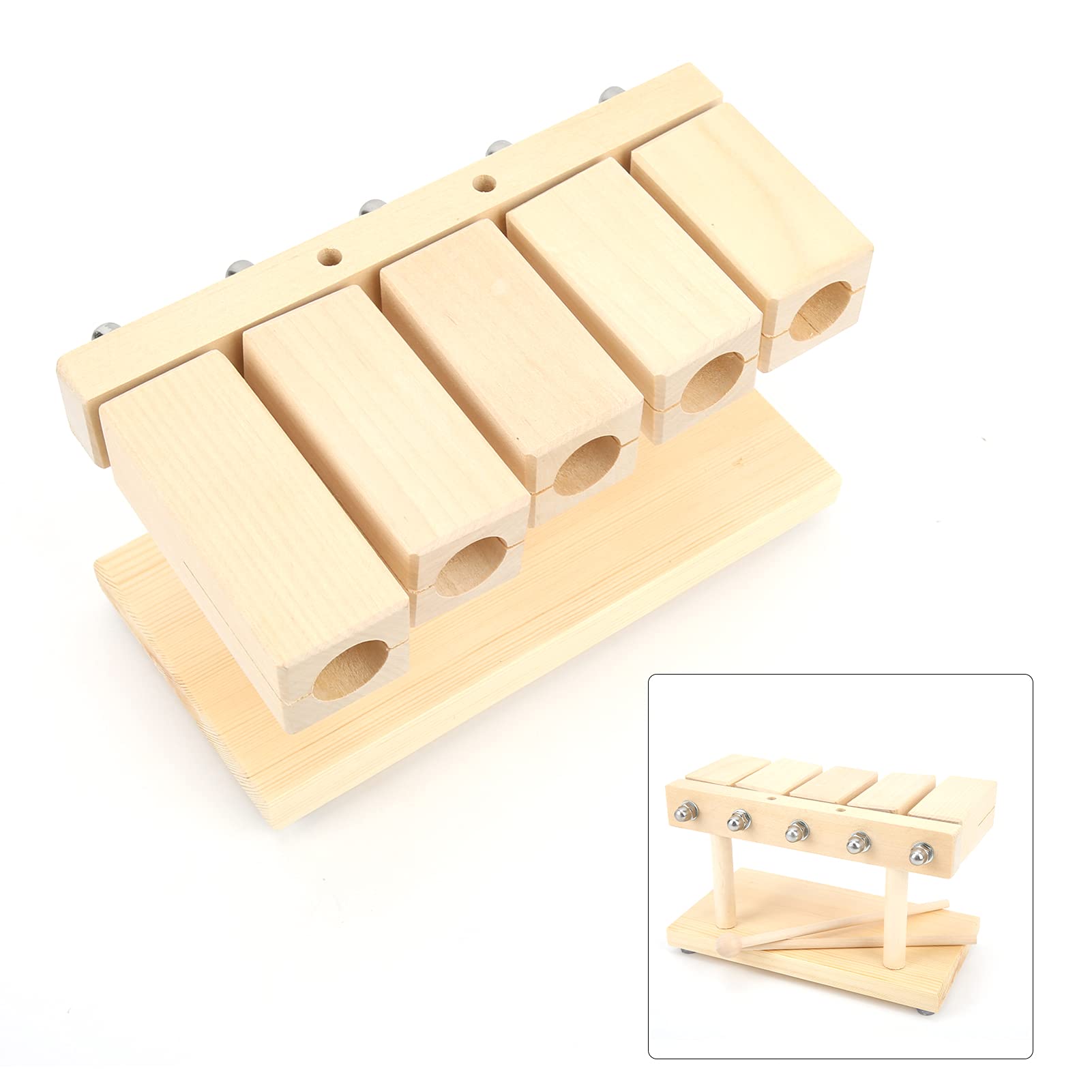 Percussion Clapper, Clear Texture Music Blocks With Hammer Wood Color For Temples For Yoga