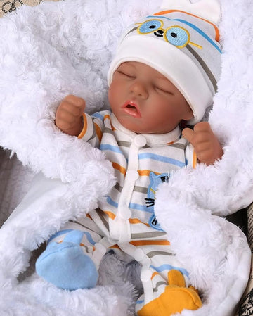 MYREBABY Lifelike Reborn Baby Dolls Black,- 12 Inch Washable African-American Black Realistic Sleeping Newborn Small Baby Doll f