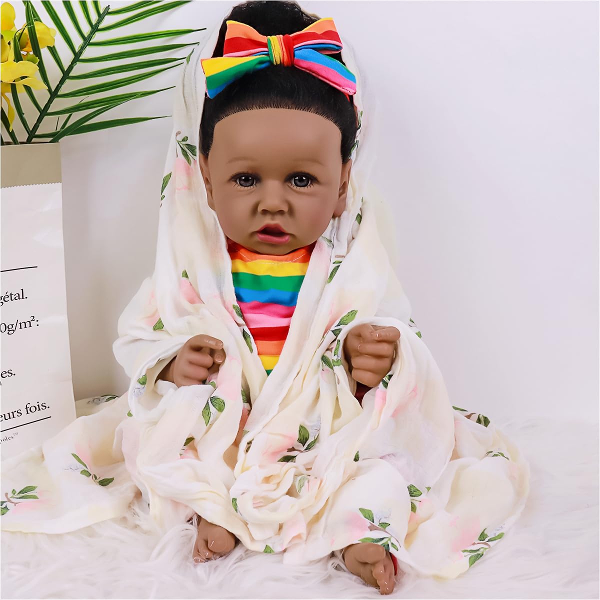 Maihao Reborn Baby Dolls Black Girl With Soft Body African American Real Life Babies Girl That Look Lifelike Newborn Baby Open E