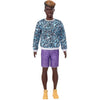 Barbie Ken Fashionistas Doll #153 With Sculpted Dreadlocks Wearing Blue Animal-Print Shirt, Purple Shorts & Boots, Toy For Kids