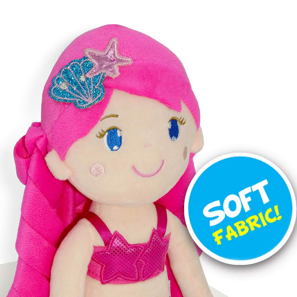 June Garden Plush Doll - 15.5" Sparkly Mermaid Larissa - Soft Polyester Stuffed Toy for Toddler Girls