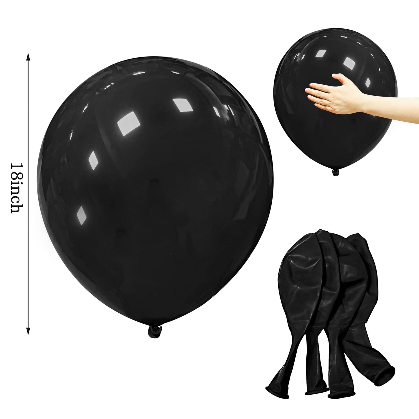 18 Inch Black Balloons 12 Pack Large Latex Party Balloons Round Helium Balloon For Halloween Birthday Party Anniversary Festival