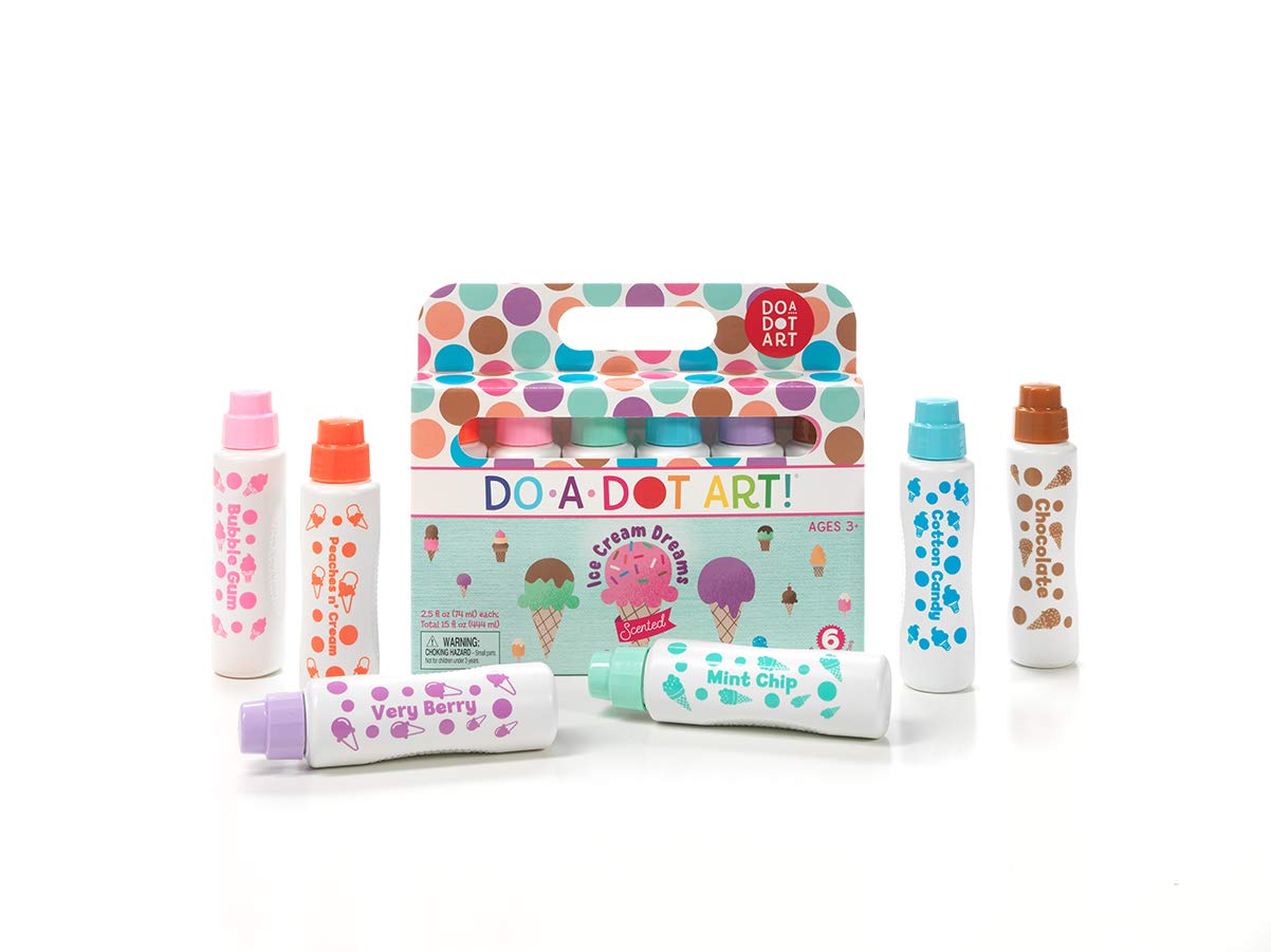 Do A Dot Art Ice Cream Scented Washable Dot Markers Set of 6, Multicolored, Plastic, Model 203, Perfect for Kids and Toddlers
