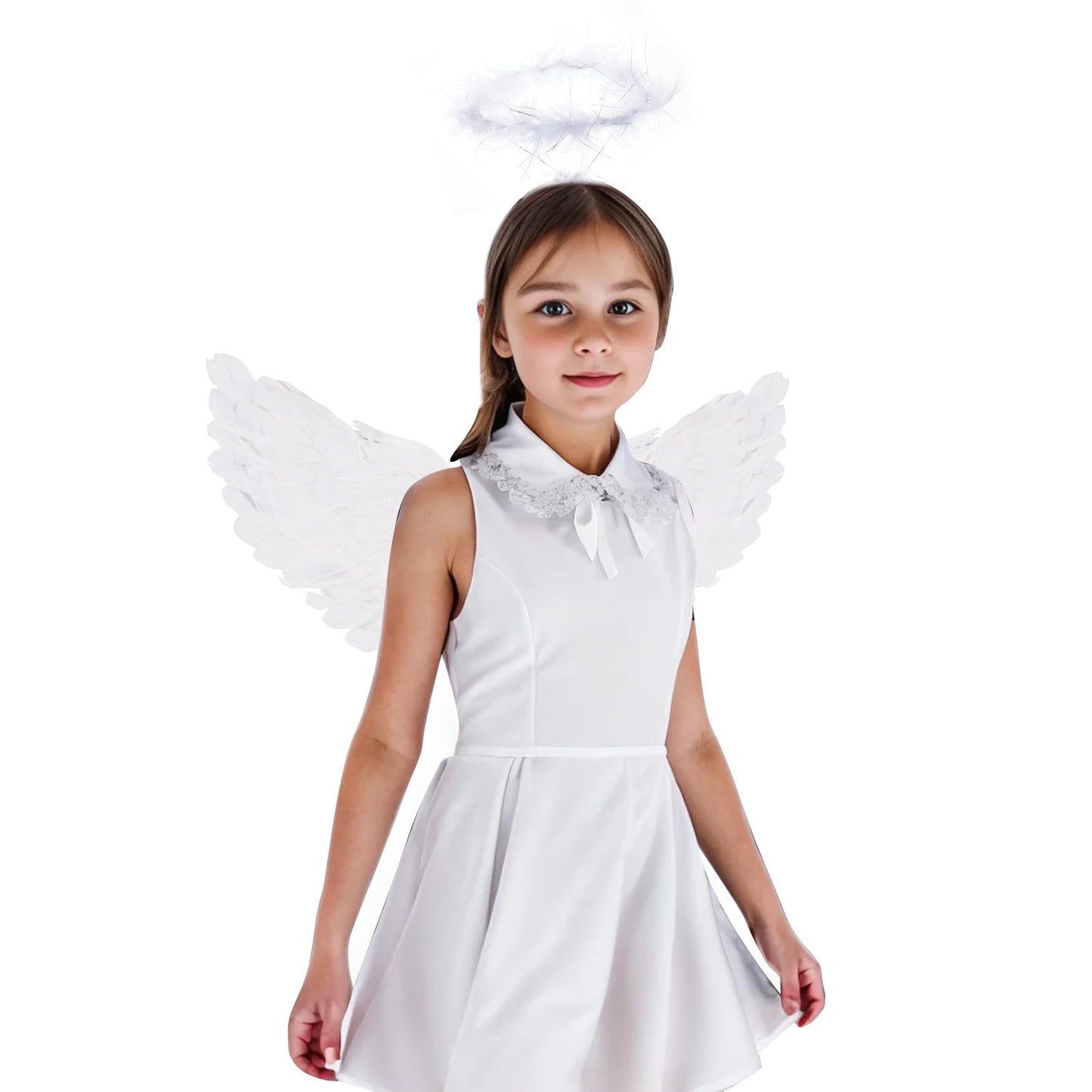 Angel Wings And Halo, Angel Costume Accessories White Fairy For Halloween Outfit, Christmas Eve