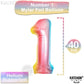 Katchon, Giant 40 Inch, Rainbow Number 1 Balloons - Number One Balloon For First Birthday | Foil Rainbow 1 Balloon For First Birthday | Rainbow 1 Year Old Balloon | First Birthday Decorations For Girl