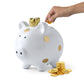 Sobeit Crown Small Porcelain Piggy Bank, Easy Access Money Saving Bank For Kids, White/4.64'L X 5.51'W X 5.19'H