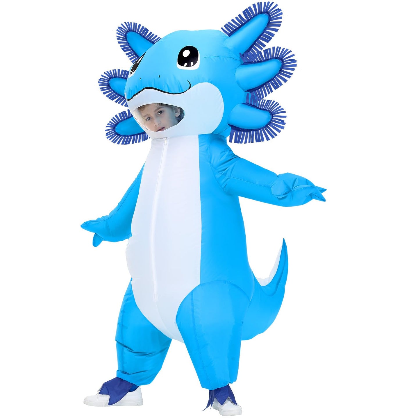 Stegosaurus Inflatable Axolotl Costume for Kids Halloween Kid Blow Up Costume Deluxe Blue Costumes for Girls Boys Cosplay Party