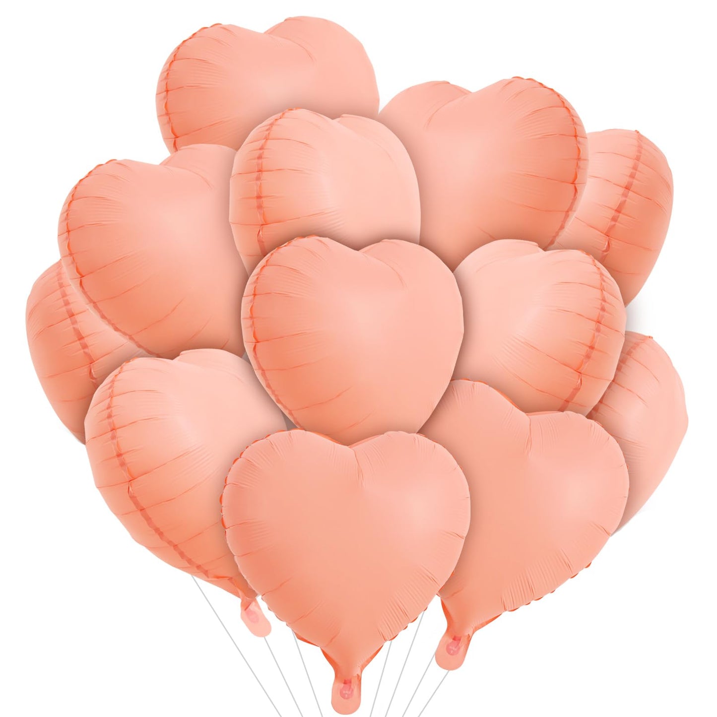 TONIFUL 30Pcs 18 Inch Pastel Orange Balloons Light Orange Heart Shape Foil Mylar Banners Decoration for Birthday Valentines Day