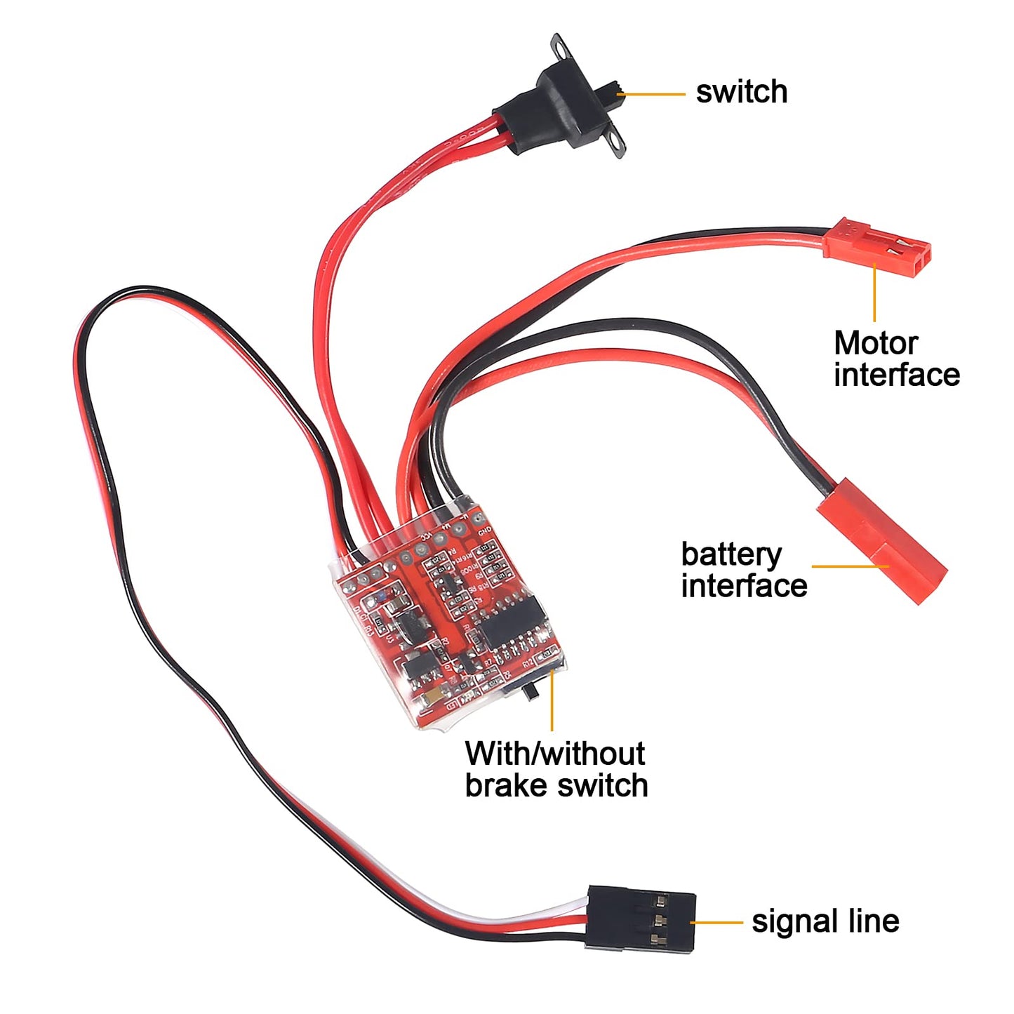 1PCS Mini RC 20A Brushed ESC Motor Speed RC ESC 2KHz Forward Reverse Brush Brake RC 2S for Controller Boat RC Car Tank
