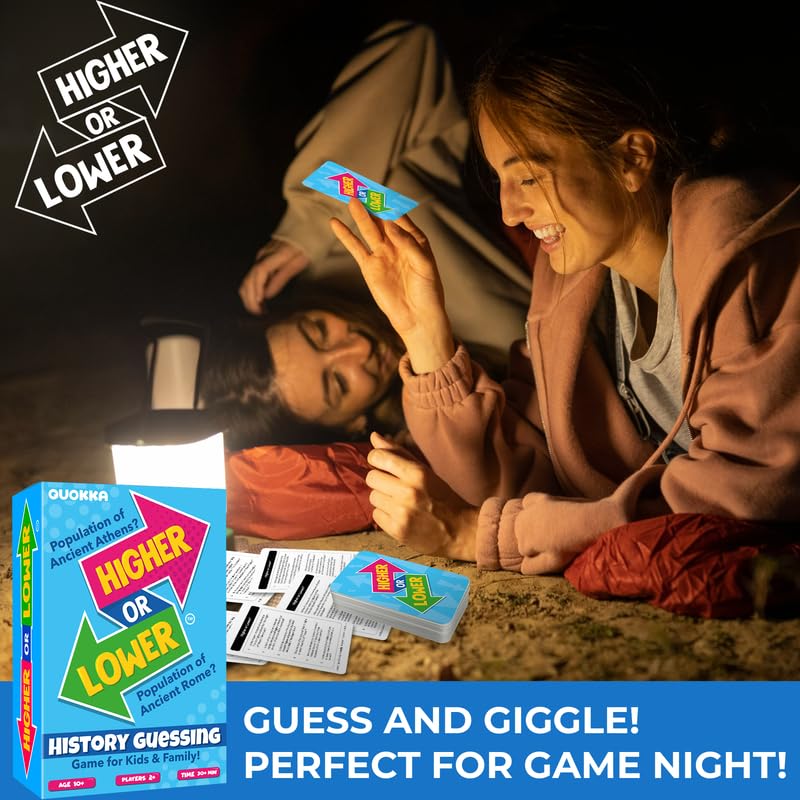 Quokka Board Game For Kids - Family Card Game For Kids And Adults - History Higher Or Lower | Guess Fun Questions | Easy To Learn | 2 + Players - Challenge Game For Family Night