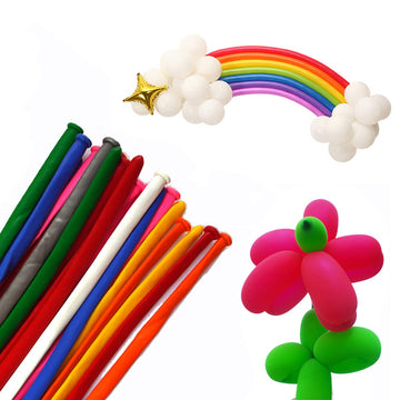 Tangser Assorted 260Q Balloons, Long Skinny Balloon, Twisting Balloon 100 Pcs, Premium Magic Clown Ballon For Animal, Garland, W
