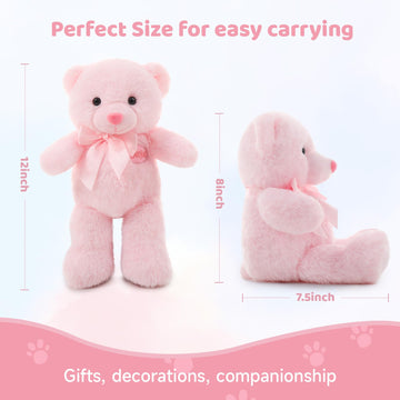 Tezituor Pink Teddy Bear And Blue Teddy Bear Stuffed Animal Bulk, Pink Bear Plush For Girl Girlfriend, Blue Plush Bear For Boy B