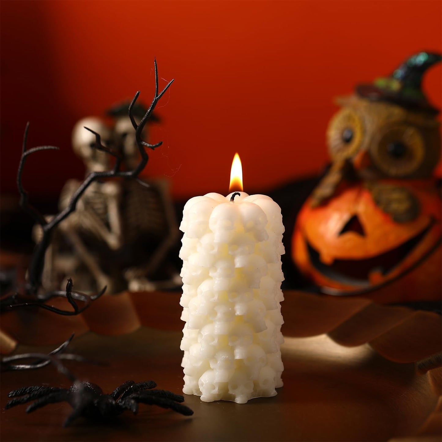 Nuanchu Halloween Large Figure Image Candle Spooky Candle Holder Skeleton Candle Soy Wax Candles Home Decor for Halloween Birthd