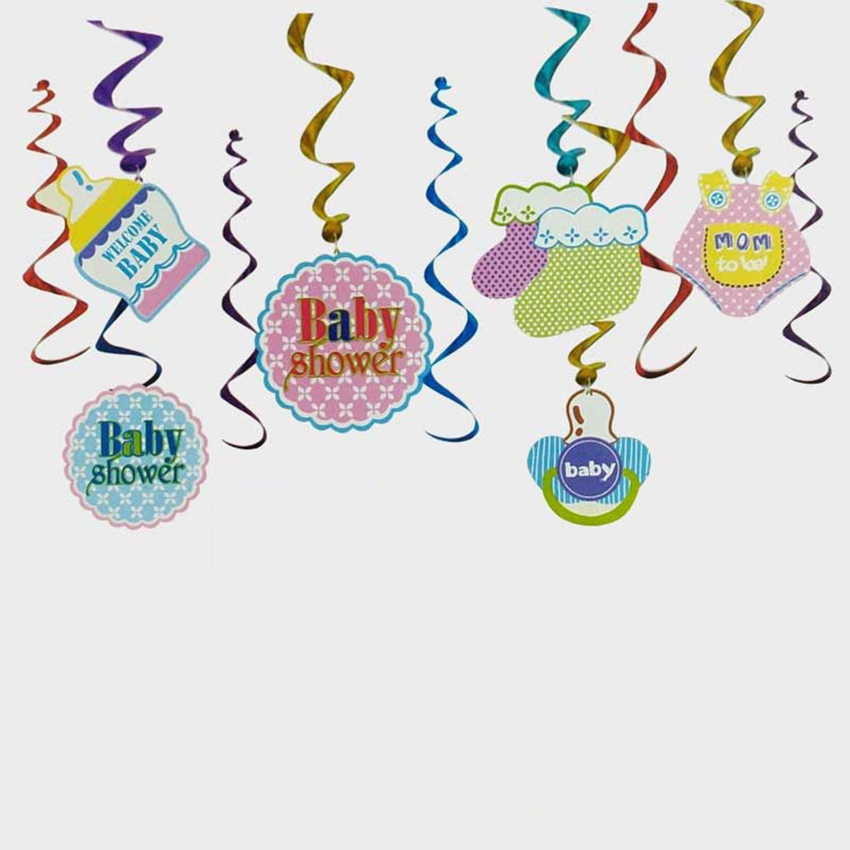 Funcart Baby Shower Hanging Swirl Decoration  Baby Party Decoration Swirls  Set of 6 pcs
