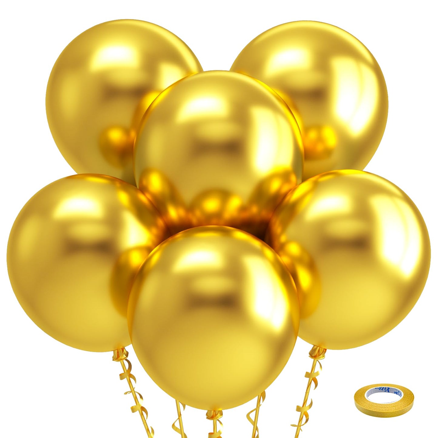 Bezente 18 Inch Metallic Gold Balloons - 30 Pack Large Chrome Latex Balloons for Weddings, Baby Showers, Graduations, and Birthdays