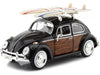 Compatible with 1966 Volkswagen Beetle with Surfboards Black/Wood 1:24 Motor MAX 79591