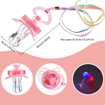 Gejoy 8 Pieces Led Light up Pacifier Necklace Glowing Flashing Halloween Party Favors Led Light Pacifiers Toy for Boy, Girls and