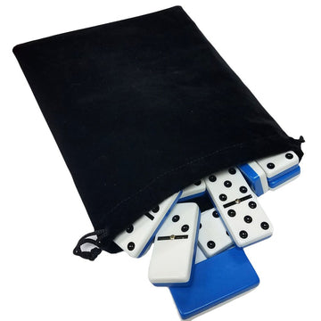 Marion & Co. Domino Double Six 6 Two Tone Blue And White Tiles Jumbo Tournament Professional Size With Spinners In Black Elegant
